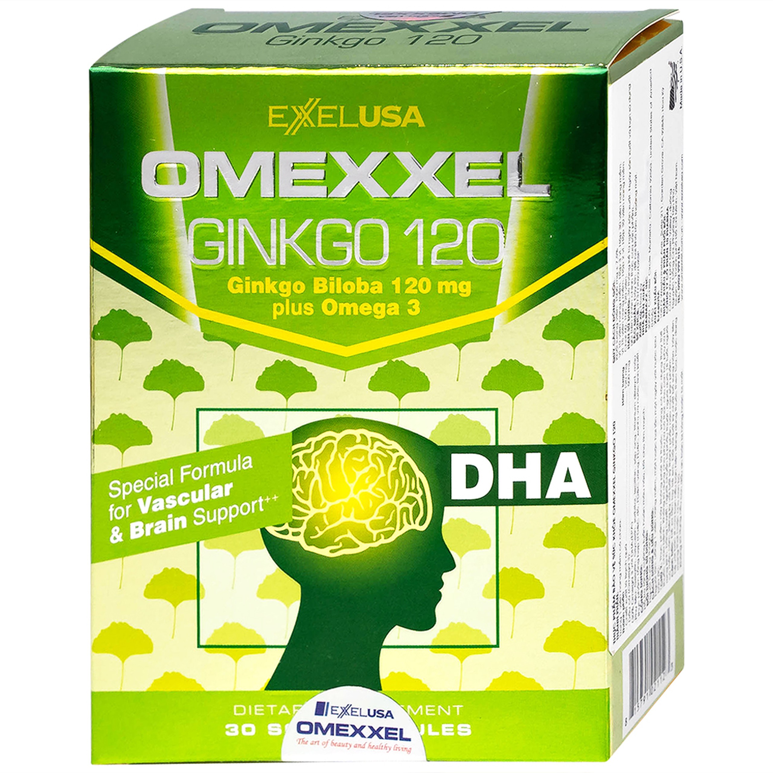 Viên uống Omexxel Ginkgo 120 Excelife tăng cường tuần hoàn máu não, tốt cho tim mạch (2 vỉ x 15 viên)