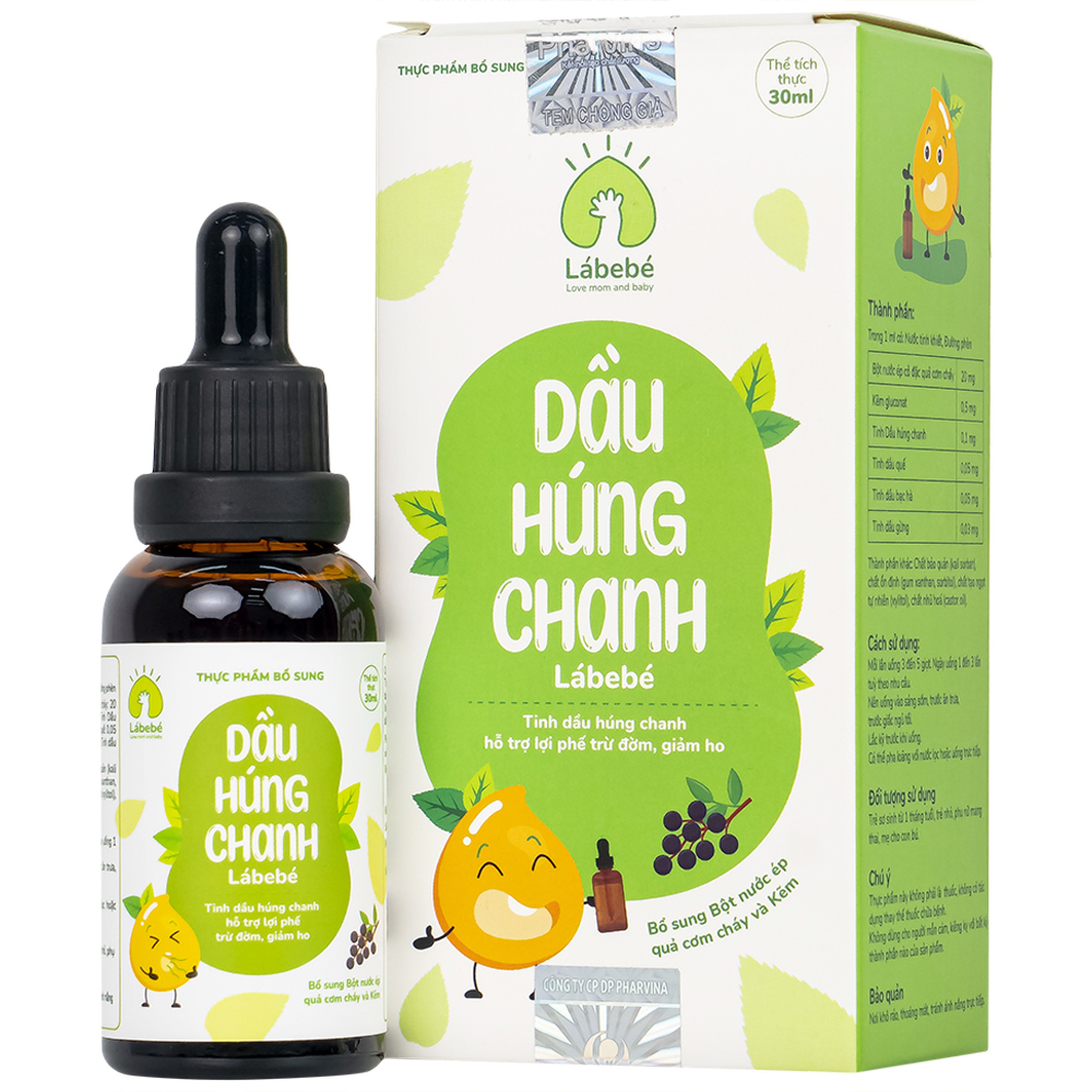 Dầu Húng Chanh Lábebé hỗ trợ lợi phế trừ đờm, giảm ho (30ml)